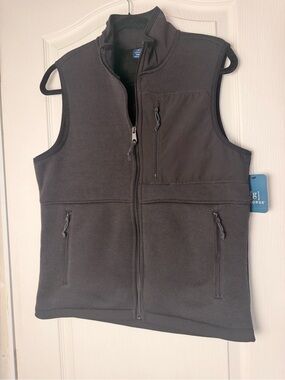 George Men's Charcoal Black Soft Fleece Vest